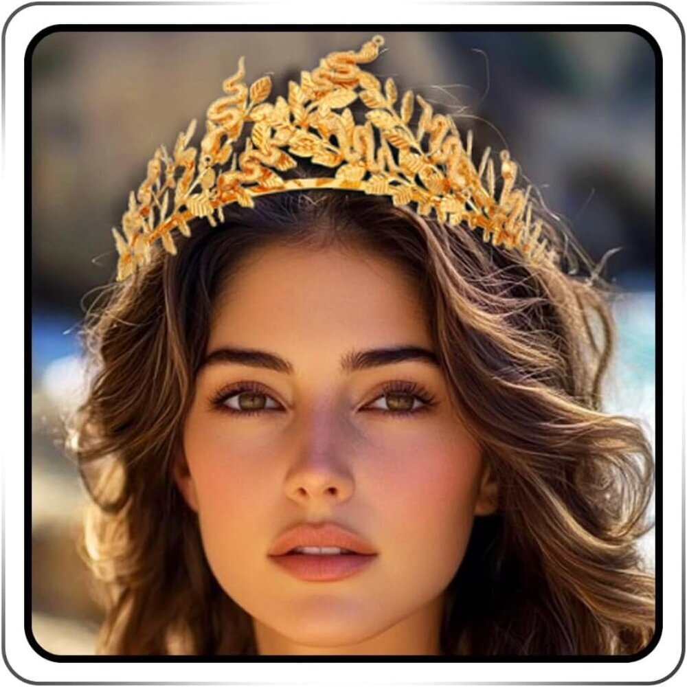 Gold Leaf Crown Headband Vintage Snake Greek Goddess Jewelry for Women